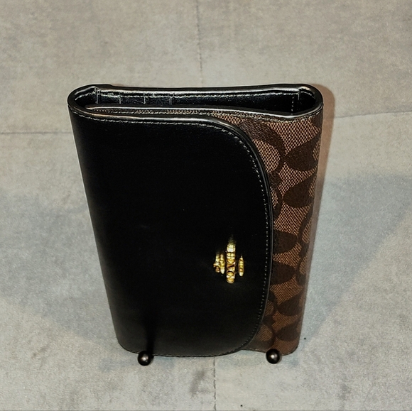 COACH SIGNATURE MONOGRAM TRI-FOLD LONG SNAP WALLET COATED CANVAS & LEATHER NWOT - Picture 4 of 15